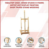 Tabletop Easel Wood Studio H-Frame Artist Art Display Painting Shop Tripod Stand Wedding - Side View