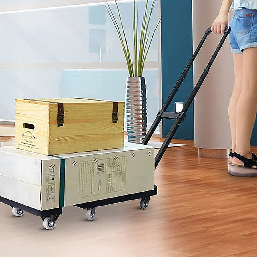 Foldable Hand Flatbed Trolley Cart 6 x 360 Degree Rotating Wheels with Maximum Load 200Kg