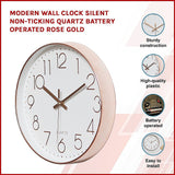 Modern Rose Gold Wall Clock ??Silent Non-Ticking Quartz Battery Operated Design