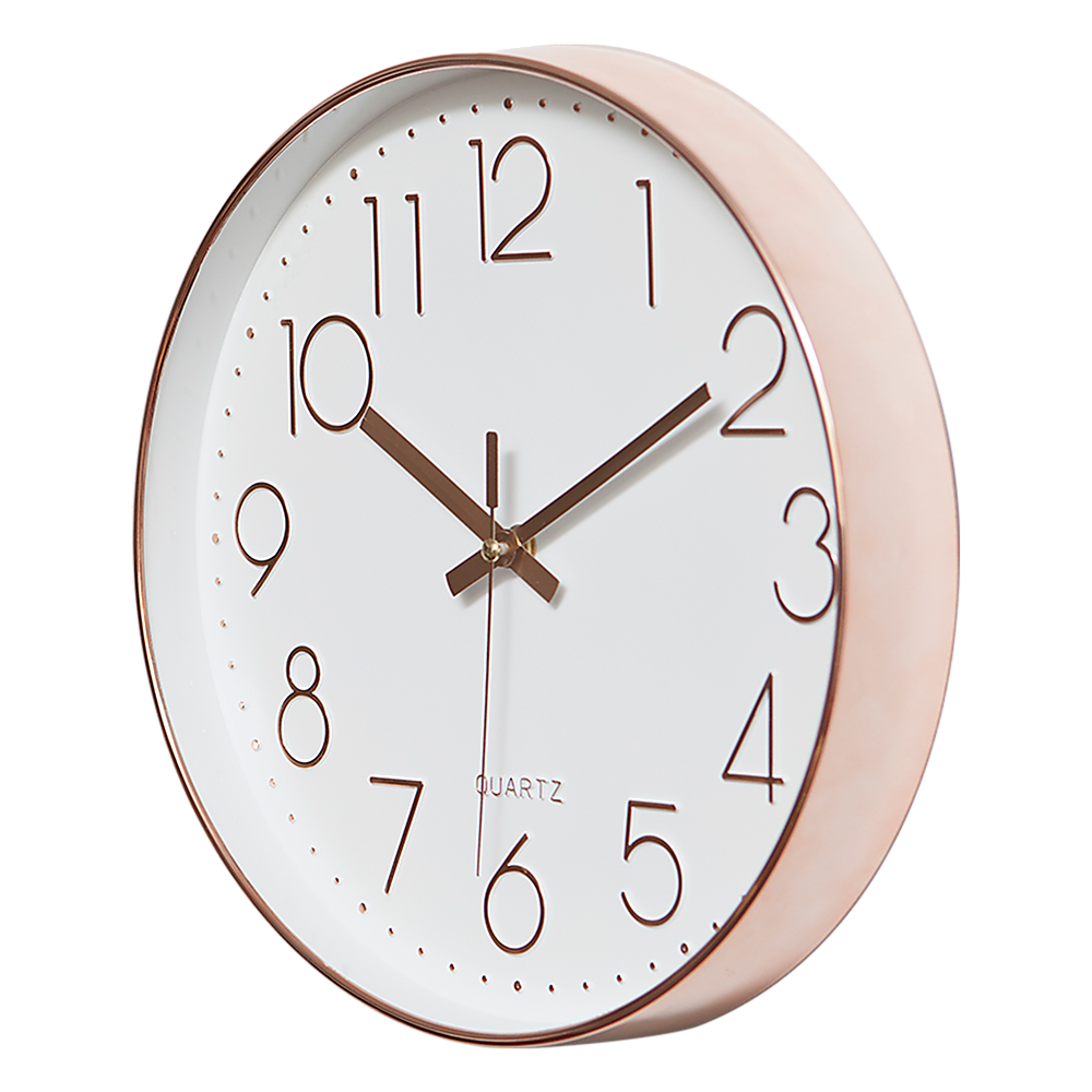 Modern Rose Gold Wall Clock – Silent Non-Ticking Quartz Battery Operated Design