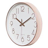 Modern Rose Gold Wall Clock – Silent Non-Ticking Quartz Battery Operated Design - 45-Degree Angle