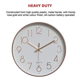 Modern Rose Gold Wall Clock ??Silent Non-Ticking Quartz Battery Operated Design