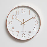 Modern Wall Clock Silent Non-Ticking Quartz Battery Operated Rose Gold - 45-Degree Angle
