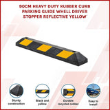 90cm Heavy Duty Rubber Curb Parking Guide Wheel Driveway Stopper Reflective Yellow - Side View
