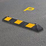 90cm Heavy Duty Rubber Curb Parking Guide Wheel Driveway Stopper Reflective Yellow - Close-Up Angle
