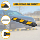 90cm Heavy Duty Rubber Curb Parking Guide Wheel Driveway Stopper Reflective Yellow - Low Angle