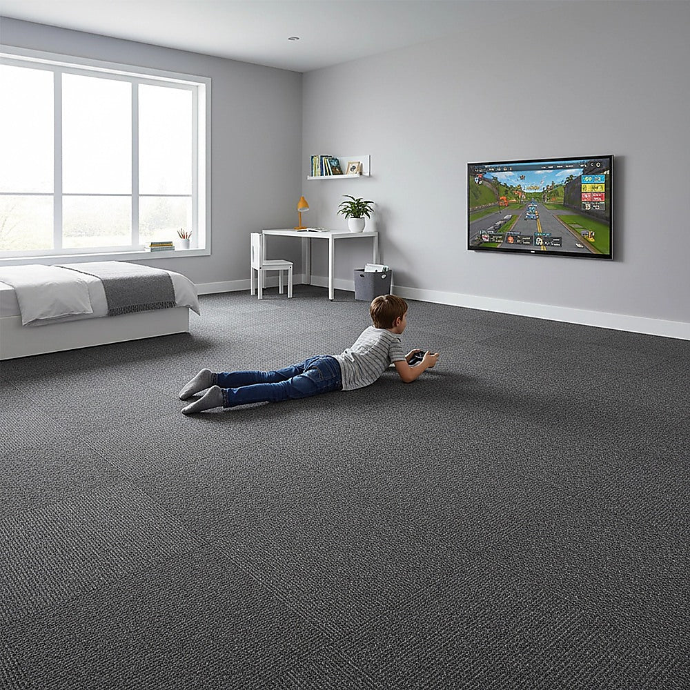 5m2 Box of Premium Carpet Tiles Commercial Domestic Office Heavy Use Flooring Charcoal