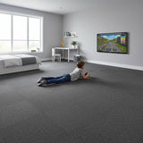 5m2 Box of Premium Carpet Tiles Commercial Domestic Office Heavy Use Flooring Charcoal - 45-Degree Angle