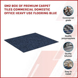 5m2 Box of Premium Carpet Tiles Commercial Domestic Office Heavy Use Flooring Blue - Side View
