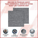 5m2 Box of Premium Carpet Tiles Commercial Domestic Office Heavy Use Flooring Grey - Side View