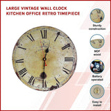 Large Vintage Wall Clock Kitchen Office Retro Timepiece - Side View