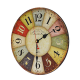 Large Colourful Wall Clock Kitchen Office Retro Timepiece - Top-Down View