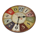 Large Colourful Wall Clock Kitchen Office Retro Timepiece - 45-Degree Angle