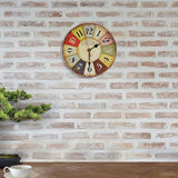 Large Colourful Wall Clock Kitchen Office Retro Timepiece - Front View