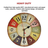 Large Colourful Wall Clock Kitchen Office Retro Timepiece - Close-Up Angle