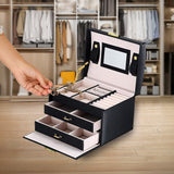 Jewellery Storage Box Girls Rings Necklaces Display Organiser Storage Case - Front View