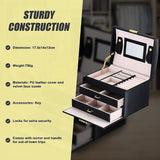 Jewellery Storage Box Girls Rings Necklaces Display Organiser Storage Case - Extra Image