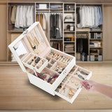 Jewellery Storage Box Girls Rings Necklaces Display Organiser Storage Case - Front View