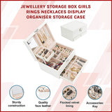 Jewellery Storage Box Girls Rings Necklaces Display Organiser Storage Case - Side View