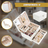 Jewellery Storage Box Girls Rings Necklaces Display Organiser Storage Case - Low Angle