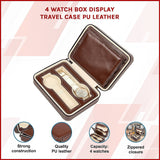 4 Watch Box Display Travel Case PU Leather - Side View