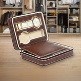 4 Watch Box Display Travel Case PU Leather - 45-Degree Angle