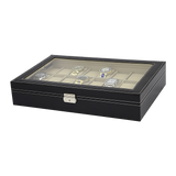 Watch Box - 24 Slot Luxury Display Case With Framed Glass Lid - Rear View