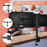 Dual LCD Monitor Desk Mount Stand Adjustable Fits 2 Screens Up To 27 - Close-Up Angle