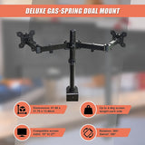 Dual LCD Monitor Desk Mount Stand Adjustable Fits 2 Screens Up To 27 - Low Angle