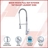 Basin Mixer Pull-Out Kitchen Tap Faucet Laundry Sink - Side View