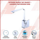 Kitchen Mixer Tap Faucet - Laundry Bathroom Sink - Side View