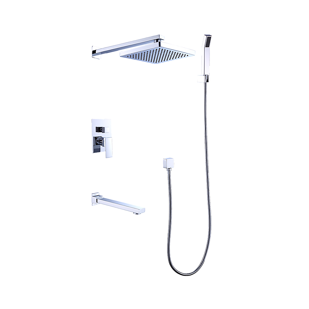8 Rain Shower Head Straight Wall Arm Mixer Set Wall Bath Spout Outlet Tap