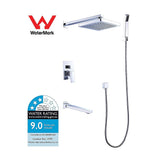 8 Rain Shower Head Straight Wall Arm Mixer Set Wall Bath Spout Outlet Tap - Close-Up Angle