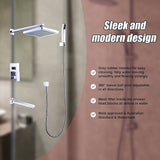 8 Rain Shower Head Straight Wall Arm Mixer Set Wall Bath Spout Outlet Tap - Low Angle