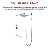 8 Rain Shower Head Straight Wall Arm Mixer Set Wall Bath Spout Outlet Tap