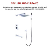 8 Rain Shower Head Straight Wall Arm Mixer Set Wall Bath Spout Outlet Tap - Extra Image