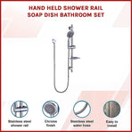 Hand Held Shower Rail Soap Dish Bathroom Set