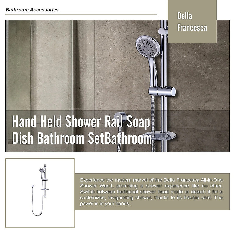 Hand Held Shower Rail Soap Dish Bathroom Set