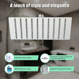 200mm Shower Head Square 304SS Polished Chrome Finish - Rear View