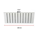 200mm Shower Head Square 304SS Polished Chrome Finish - Extra Image
