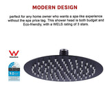 200mm Shower Head Round 304SS Electroplated Matte Black Finish - Extra Image