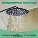 200mm Shower Head Round 304SS Electroplated Matte Black Finish - 45-Degree Angle
