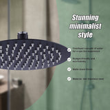 200mm Shower Head Round 304SS Electroplated Matte Black Finish - Low Angle