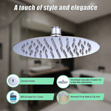 200mm Shower Head Round 304SS Polished Chrome Finish - Rear View