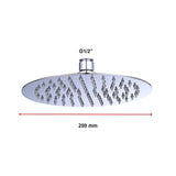 200mm Shower Head Round 304SS Polished Chrome Finish - Extra Image