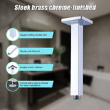 Shower Head Arm Wall Connector Square Bathroom Rainforest ShowerHead - Low Angle