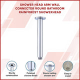 Shower Head Arm Wall Connector Round Bathroom Rainforest ShowerHead - Side View