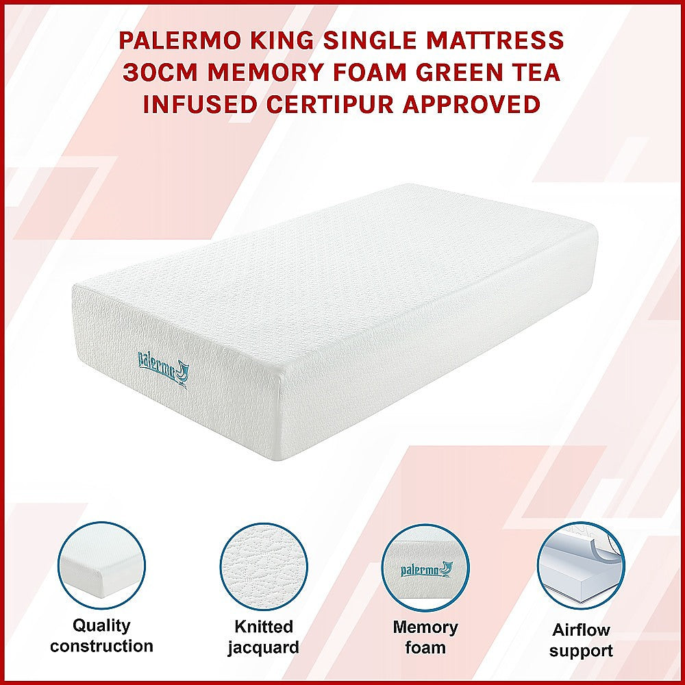 Palermo Contour 20cm Encased Coil Single Mattress CertiPUR-US Certified Foam
