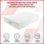 Double 30cm Green Tea Memory Foam Mattress – Cooling Comfort with CertiPUR-US® Certified Foam