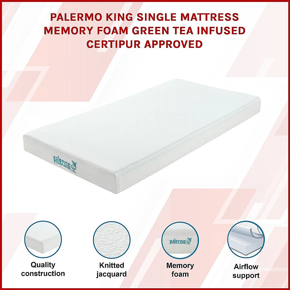 King Single Green Tea Memory Foam Mattress  Cooling Comfort with CertiPUR-US® Certified Foam